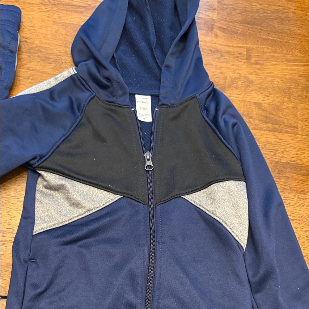 Carter's Navy and Black Hoodie with Silver Details